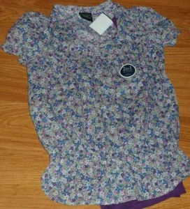 *FADED GLORY GIRL'S TWO PIECE TOP SHIRT SET SIZE S 6/6X PURPLE FLORAL NWT - Picture 1 of 2
