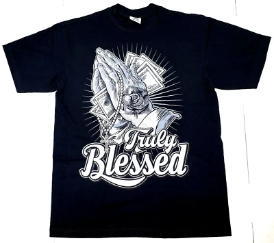 TRULY BLESSED T-shirt Money Hustle Urban Streetwear 100% Cotton Men's Tee New - Image 1 of 2