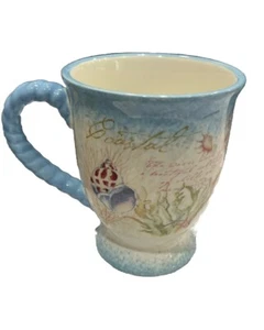 Cracker Barrel Costal Coffee /Tea Mug Light Blue With Shell Handle And Design - Picture 1 of 8