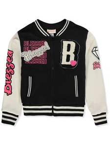 Girls Pink Girls' Fleece Varsity Jacket - Picture 1 of 3