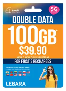 Lebara $39.90 Starter Pack PrePaid SIM Card - Picture 1 of 1