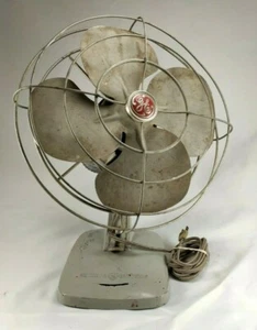 General Electric GE Oscillating Fan Vintage Deco SteamPunk 14x14” F11S125 - Picture 1 of 9