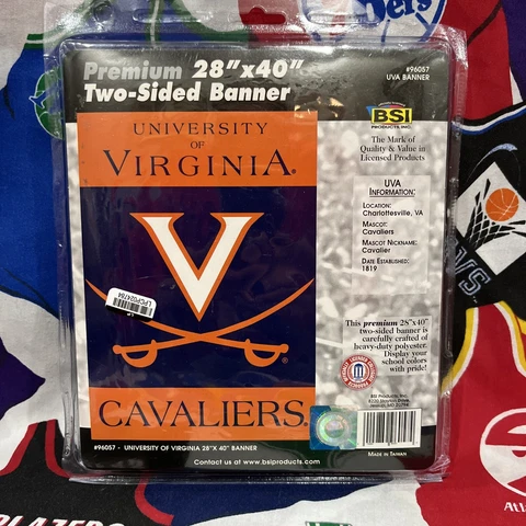 NCAA University of Virginia Cavaliers 2-SIDED 28" X 40" BANNER w/Pole Sleeve Cover