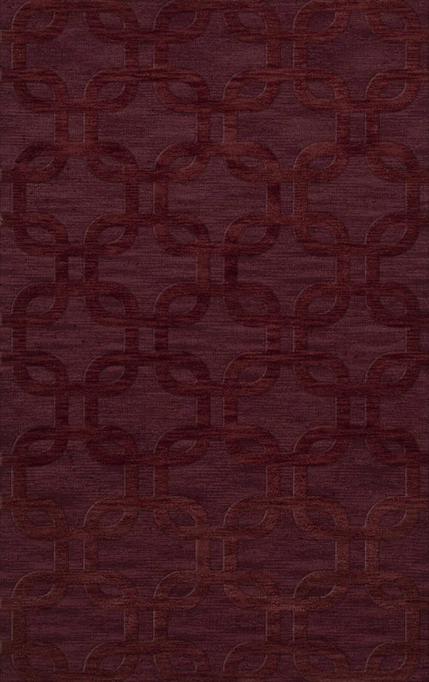 Red Transitional Hand Hooked Rectangles Rounded Squares Area Rug Geometric DV7 - Image 1 of 2