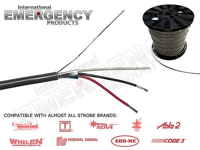 CORAL Strobe Cable 3 Wire 18 AWG Shielded for AMP Power Supply Whelen Federal SIgnal