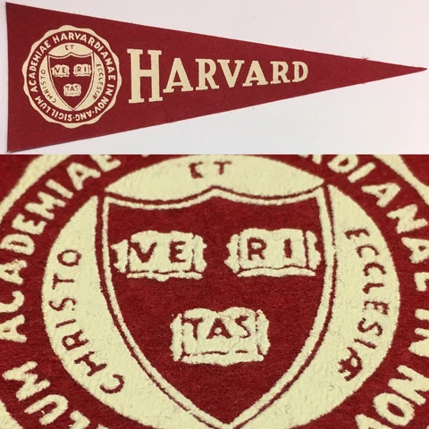 1950s Harvard Crimson University Mini Pennant 3.5x9.75" Cambridge Massachusetts Cover