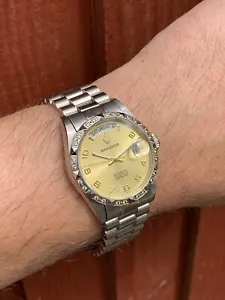 Orologio Vintage Sandoz Uomo Data Giorno 35,5 mm ETA 2834 Automatico Made in Swiss - Foto 1 di 12