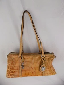 Dooney & Bourke Schultertasche Handtasche Kroko-Prägung Leder Reißverschluss hellbraun - Bild 1 von 5