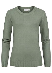Damski sweter Vila miękki dzianinowy sweter rozdarte detale laurowy wieniec zielony B22070