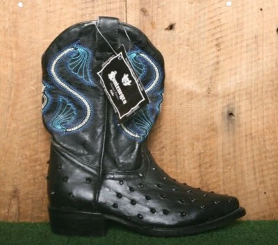 Botas de Vaquero Montenegro Cuero Pluma de Avestruz Negras MEX 20 | Aprox US Niños 13 Foto 1 de 4