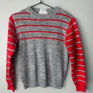 Vintage IZOD Lacoste Grey Stripe Sweater Boys Size 16 - Picture 1 of 6