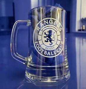 The Glasgow Rangers Supporters Glass Tankard with engraved Ready club crest. - Picture 1 of 4