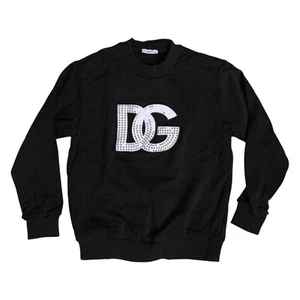 DOLCE & GABBANA Kids Sweater Black Logo Embellishement Pullover s. Tag 8 600usd - Picture 1 of 6