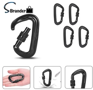 4 Pcs 12KN D Aluminum Locking Aluminum Carabiner  Rock Climb Carabiners Clip - Picture 1 of 9