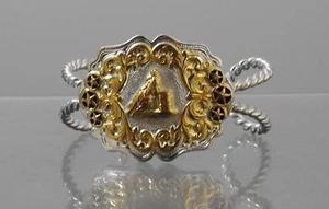Nuevo brazalete cónico enchapado en oro oxidado en plata barril caballo jinete Y2 - Imagen 1 de 9