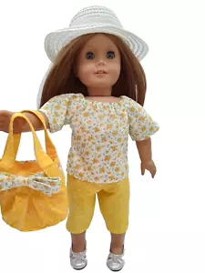 5-teiliges gelbes Frühlingsoutfit passt zu American Girl 18 Zoll Puppenkleidung - Bild 1 von 14
