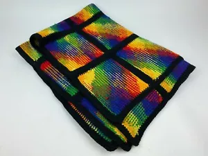 Knit Multi-Color Tie dye Woven Heavy Throw Blanket afghan 43"x32" - Picture 1 of 6