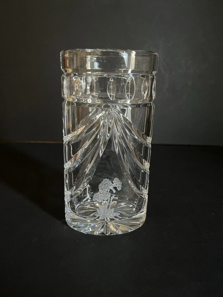 Waterford Overture Crystal Vase 6" Oval Signed Frosted Flower - Image 1 of 4