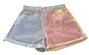 Ghanda Karma Corduroy Womens Shorts Size 10 Pastel Patch Surf Beach Streetwear - Picture 1 of 13