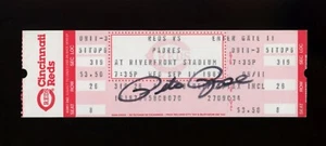 MINTY 1985 Pete Rose Hit #4192 Full Unused Autographed Ticket Cincinnati Reds - Picture 1 of 2