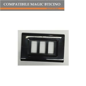 PLACCA 3P NERO PVC COMPATIBILE BTICINO MAGIC