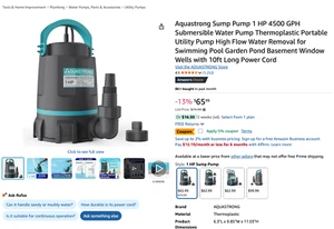 Aquastrong 1HP Submersible Utility Sump Pump ESU100PM - Picture 1 of 6