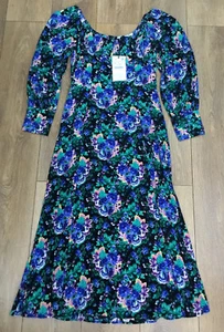 BNWT Zara Floral Midi Dress Long Sleeve Off The Shoulder Boho Gypsy rrp £49 UK L - Picture 1 of 12