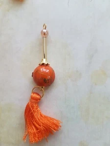 2x 6.5cm orange bead tassel fringe jewellery dressmaking - Picture 1 of 1