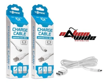 2X USB DATA SYNC CHARGING CABLE LEAD FOR NINTENDO WII U GAMEPAD CONTROLLER - Image 1 of 3