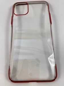Coque Apple iPhone 11 Pro Max (6,5") transparente avec accents rouges. Neuf (183) - Photo 1 sur 2