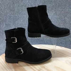 Steve Madden Boots Womens 10 Alick Biker Black Suede Leather Ankle Top Casual - Picture 1 of 16