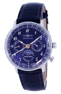 Zeppelin LZ129 Hindenburg Moonphase Blue Dial 7037-3 70373 Women's Ladies Watch - Picture 1 of 3