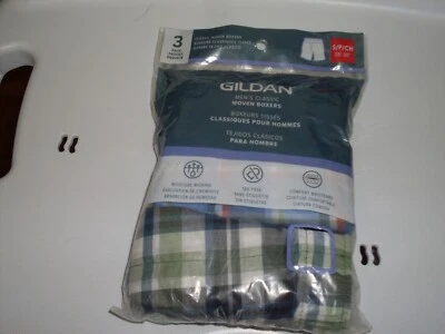 MENS GILDAN CLASSIC WOVEN BOXERS SIZE S 28"- 30" MOISTURE WICKING TAG FREE NEW - Image 1 of 2