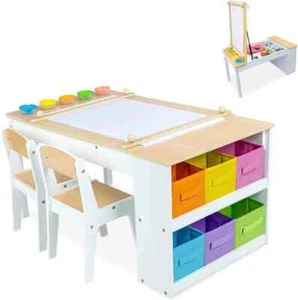 Grupo de asientos para niños 3 piezas 2 sillas escritorio mesa de juego niños mesa de dibujo DE - Imagen 1 de 34