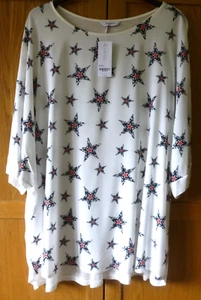 BNWT Gorgeous Evans Women's Ivory Star Print Top Generous UK Size 22/24 - Picture 1 of 9