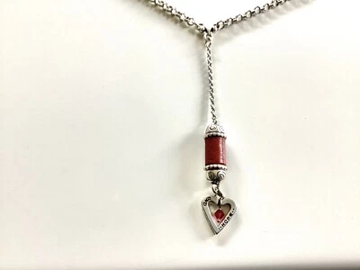Collar Brighton Corazón Canción Y Cuero Rojo Cristal Plata Foto 1 de 4