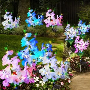 Solar Garden Lights Outdoor Decor, 3 Pack Newest Version Phalaenopsis Orchid ... - Picture 1 of 9