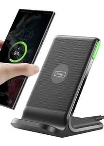 Stojak na bezprzewodową ładowarkę, ładowarka do telefonu stacji dokującej Qi 15W, adaptacyjna dioda LED - Zdjęcie 1 z 12