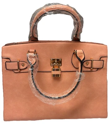 Dasein Pink Tote Top Handle Satchel Handbag Vegan Leather Purse Matching Clutch - Image 1 of 4