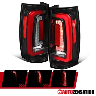 Fit 2007-2014 Chevy Tahoe Suburban Yukon Slick Black Sequential LED Tail Lights Foto 1 de 4