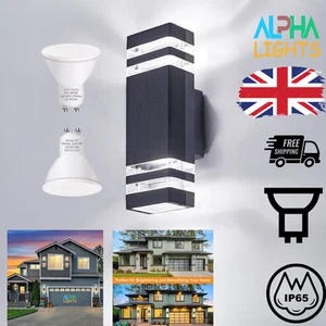 Modern Outdoor Wall Light IP65 Up Down GU10 LED Waterproof Mains Powered - Picture 1 of 11
