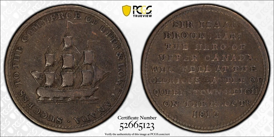 1812 Upper Canada halfpenny token PCGS VF30, UC-5A1, Br723 - Image 1 of 1