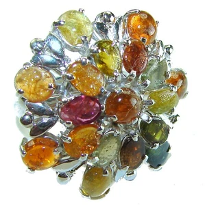 Watermelon Tourmaline Ring size: 8 30.5ct 925 Silver Pink Round Handmade - Picture 1 of 5