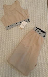 NWT Woman’s 304 Size Medium 100% Beige Cotton Sweatsuit With Sports Bra - Picture 1 of 6