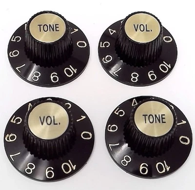 True Custom Shop® Black Witch Hat Control Knobs with Gold Inserts for Gibson - Image 1 of 3
