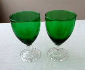 2 Anchor Hocking Forest Green Bubble 10 Oz Wasser Wein Becher 5 1/2" hervorragender Zustand - Bild 1 von 9
