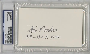 Clarence "Ace" Parker SIGNED 3x5 Index Card + HOF 72 Yankees PSA/DNA HANDSIGNIERT - Bild 1 von 1