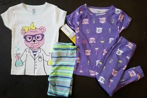 NUOVO set pigiama Carters 4 pezzi chimica ORSO SCIENZIATO bambina viola 12 mos - Foto 1 di 1
