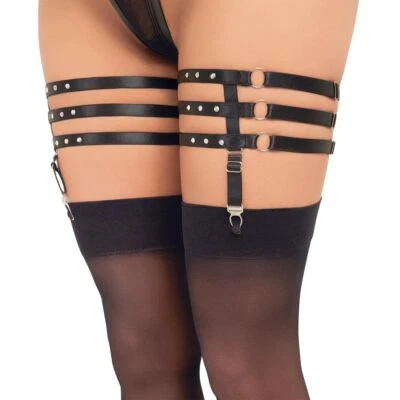 Collant Strapse Sexy Lingerie Erotica Biancheria Incantevole Nero Strass Anelli "Carola" - Immagine 1 di 4