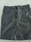 New Look Womens Black Faux LeatherSkirt Size 10  Zip And Button Fastener 